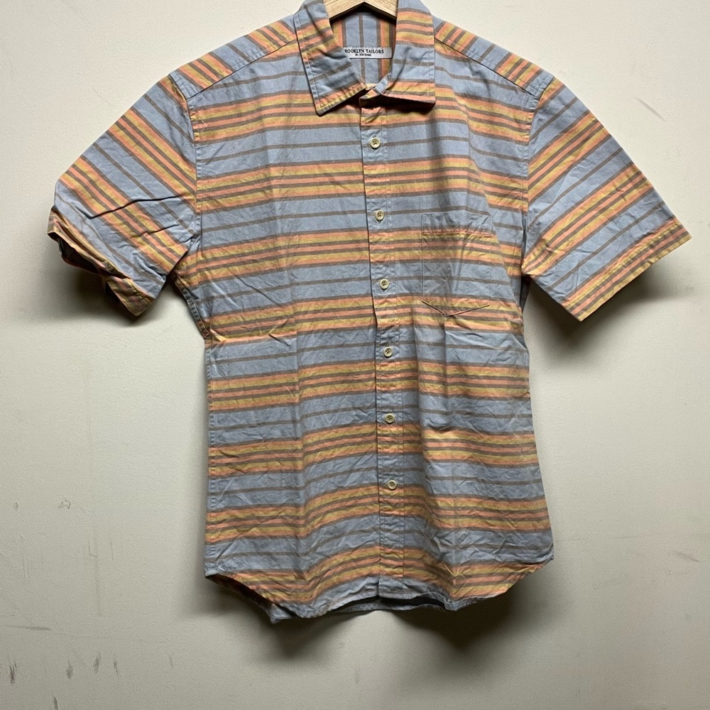 Brooklyn Tailors Orange and Blue Casual Button Down Shirt